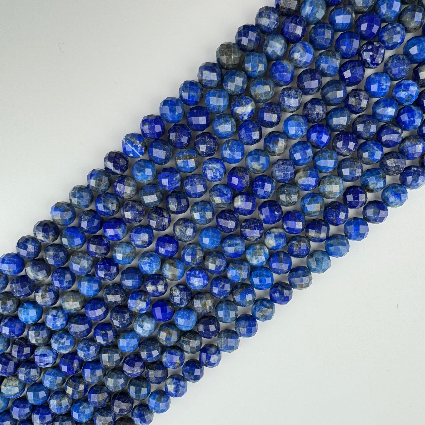 Faceted Diamond-Cut Lapis Lazuli Beads – Natural Blue Gemstone