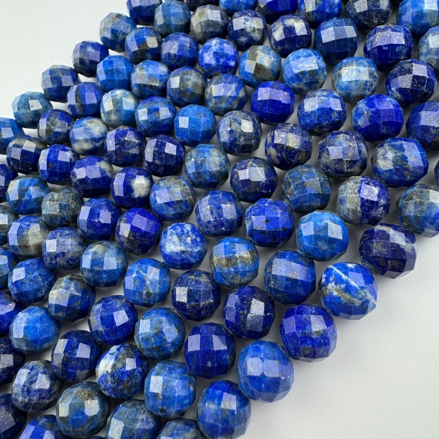 Faceted Diamond-Cut Lapis Lazuli Beads – Natural Blue Gemstone