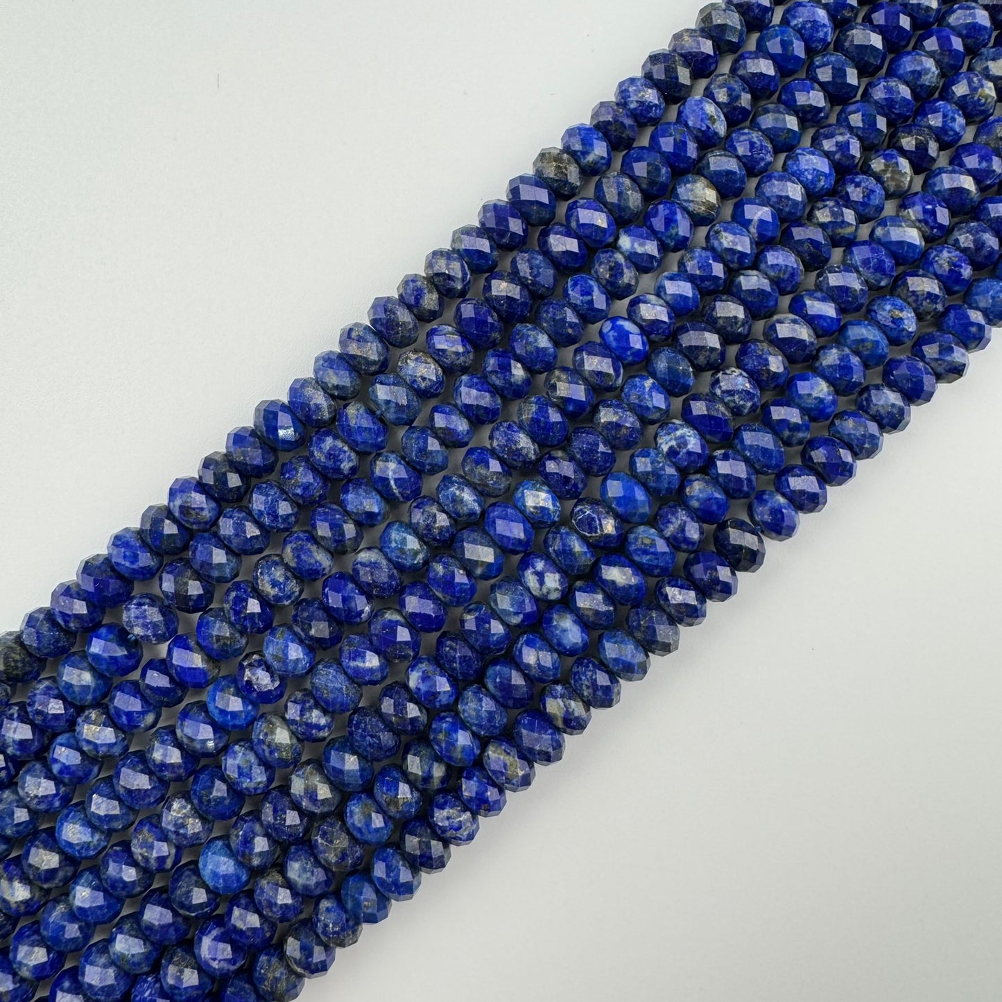 Faceted Rondelle Lapis Lazuli Beads – Natural Blue Gemstone