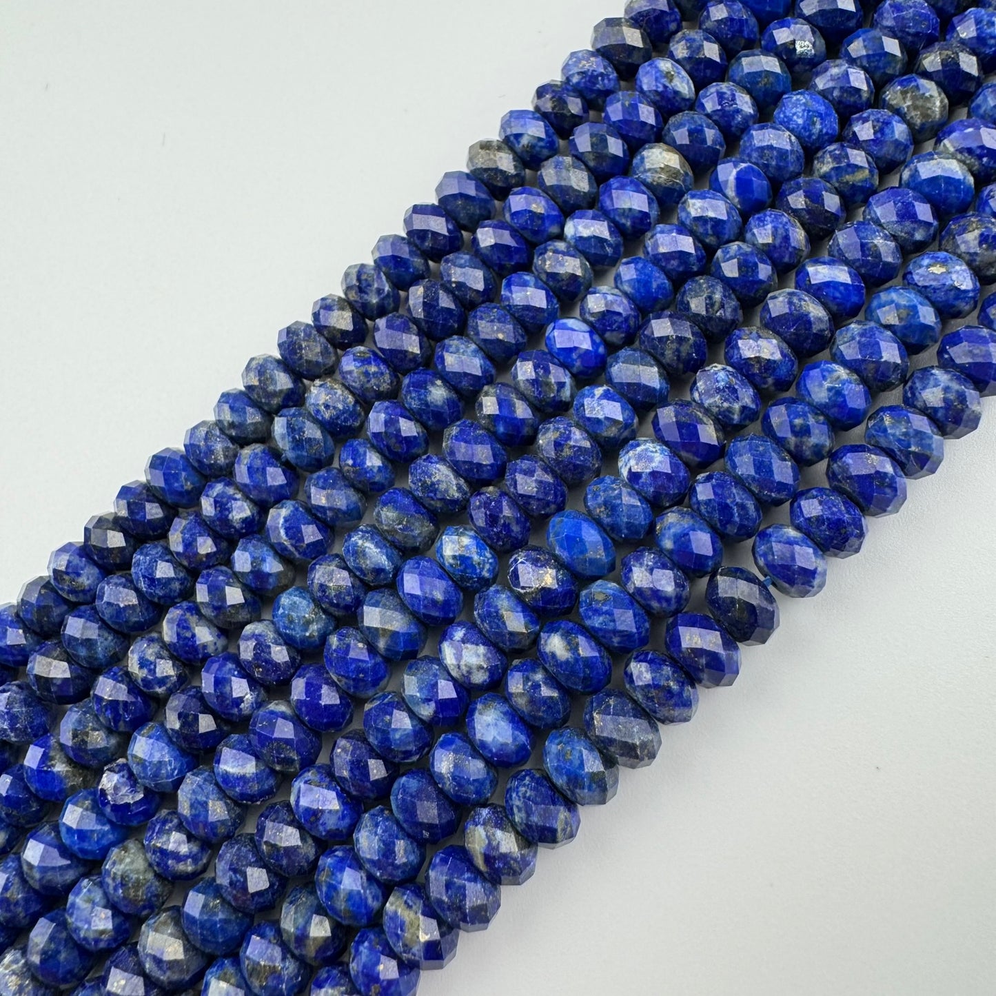 Faceted Rondelle Lapis Lazuli Beads – Natural Blue Gemstone
