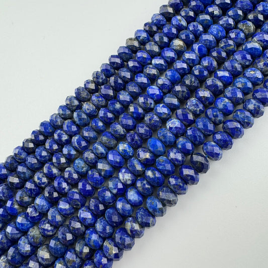 Faceted Rondelle Lapis Lazuli Beads – Natural Blue Gemstone