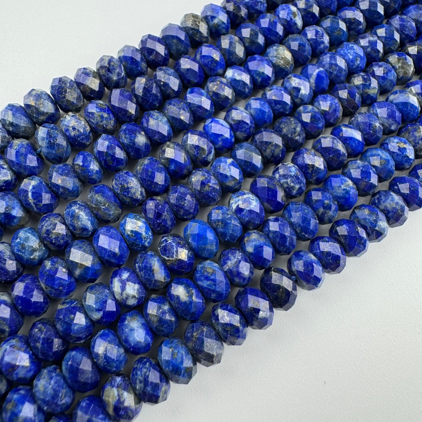 Faceted Rondelle Lapis Lazuli Beads – Natural Blue Gemstone