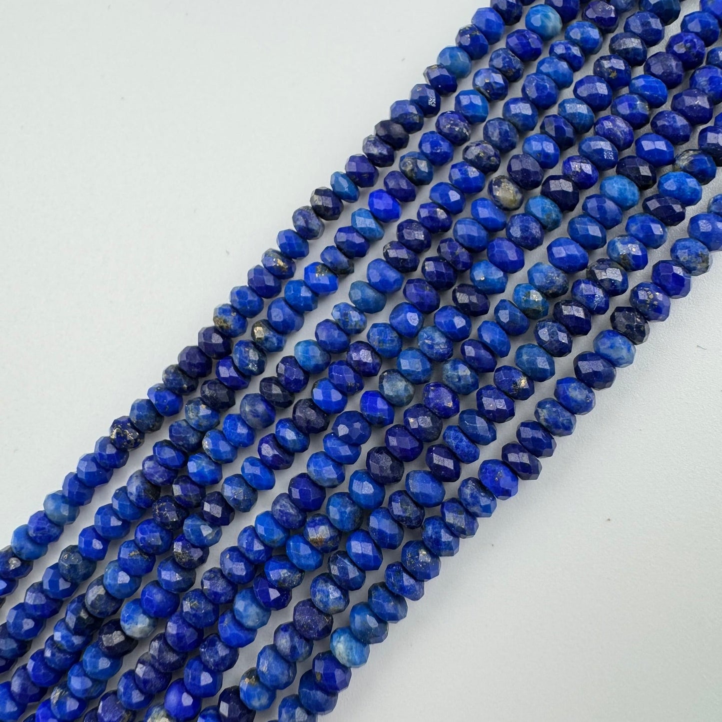 Faceted Rondelle Lapis Lazuli Beads – Natural Blue Gemstone