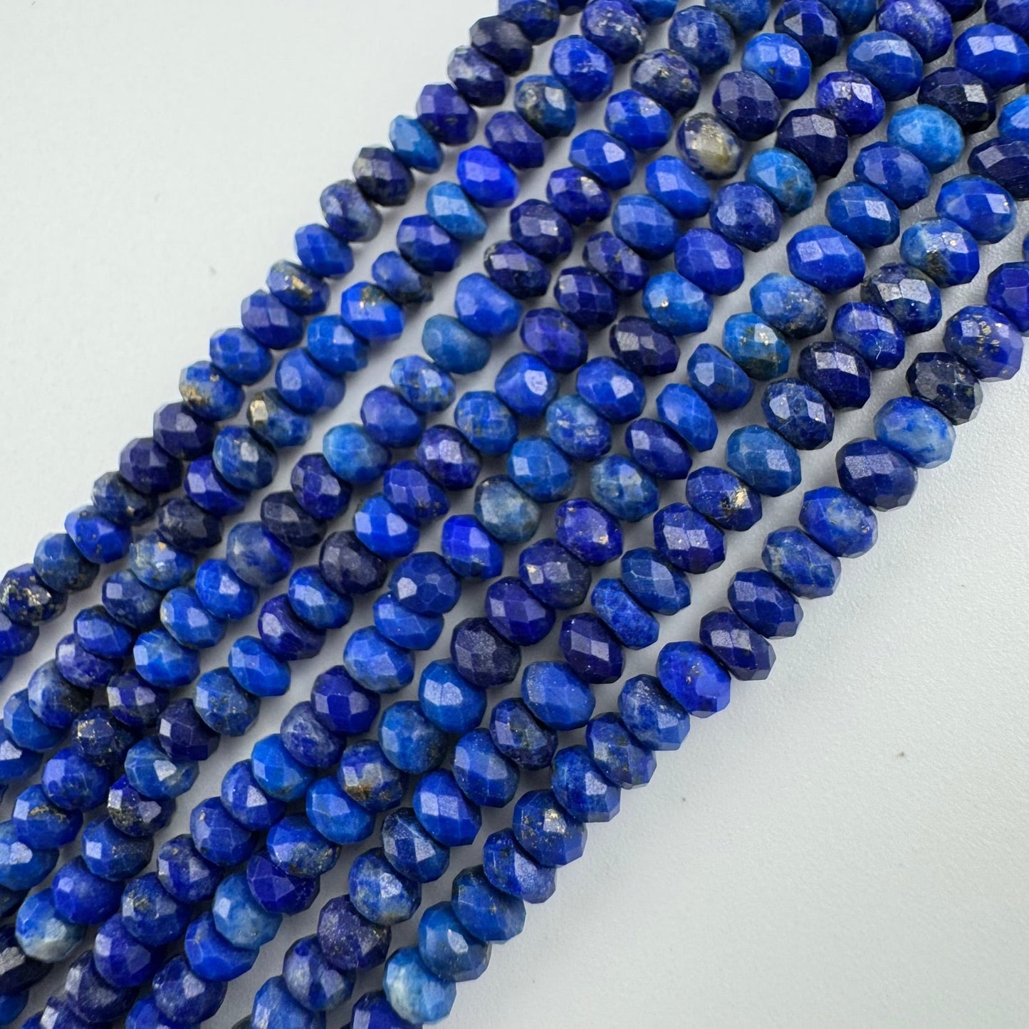 Faceted Rondelle Lapis Lazuli Beads – Natural Blue Gemstone