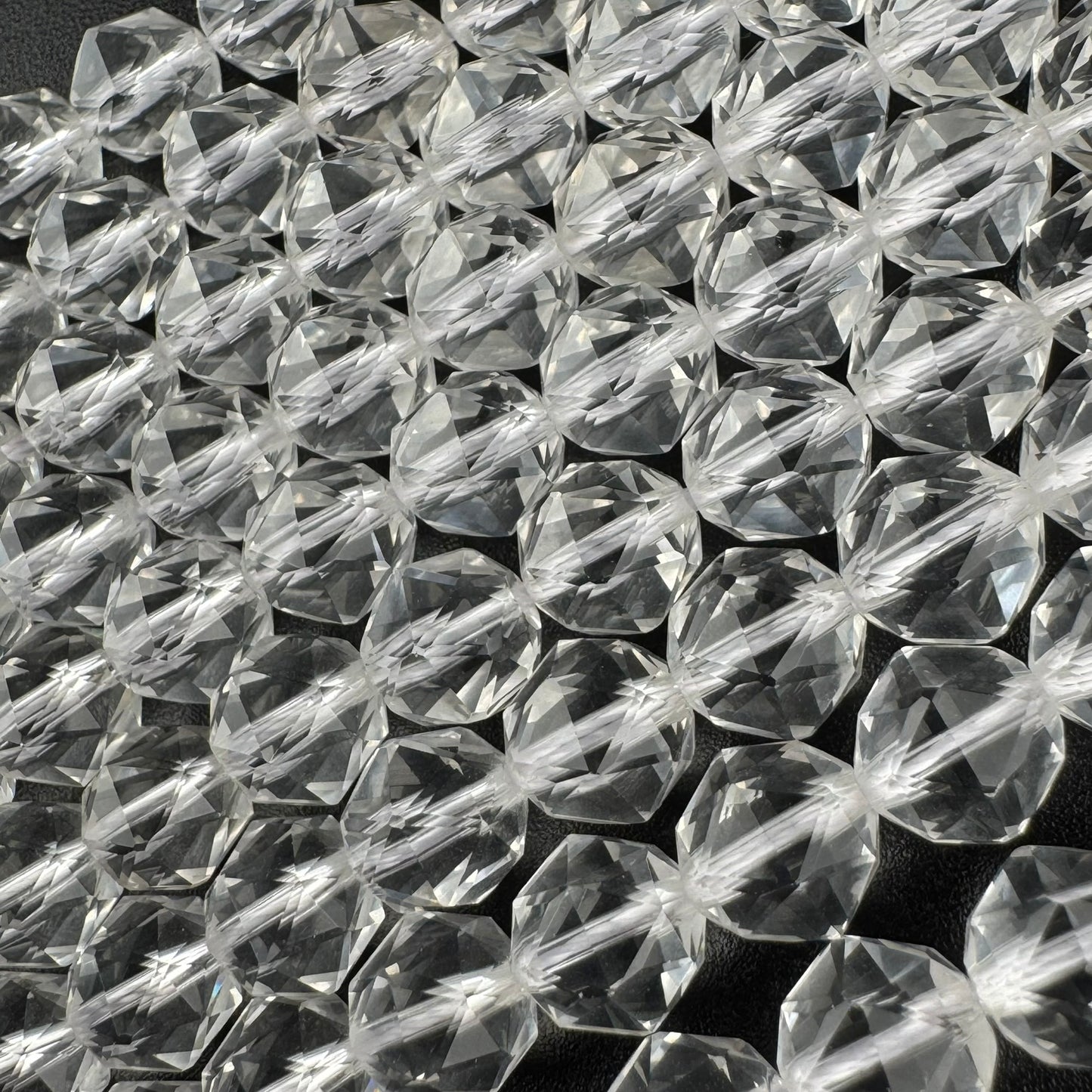 Micro-Faceted & Diamond-Cut Clear Quartz Gemstone Beads - (AAA Quality)