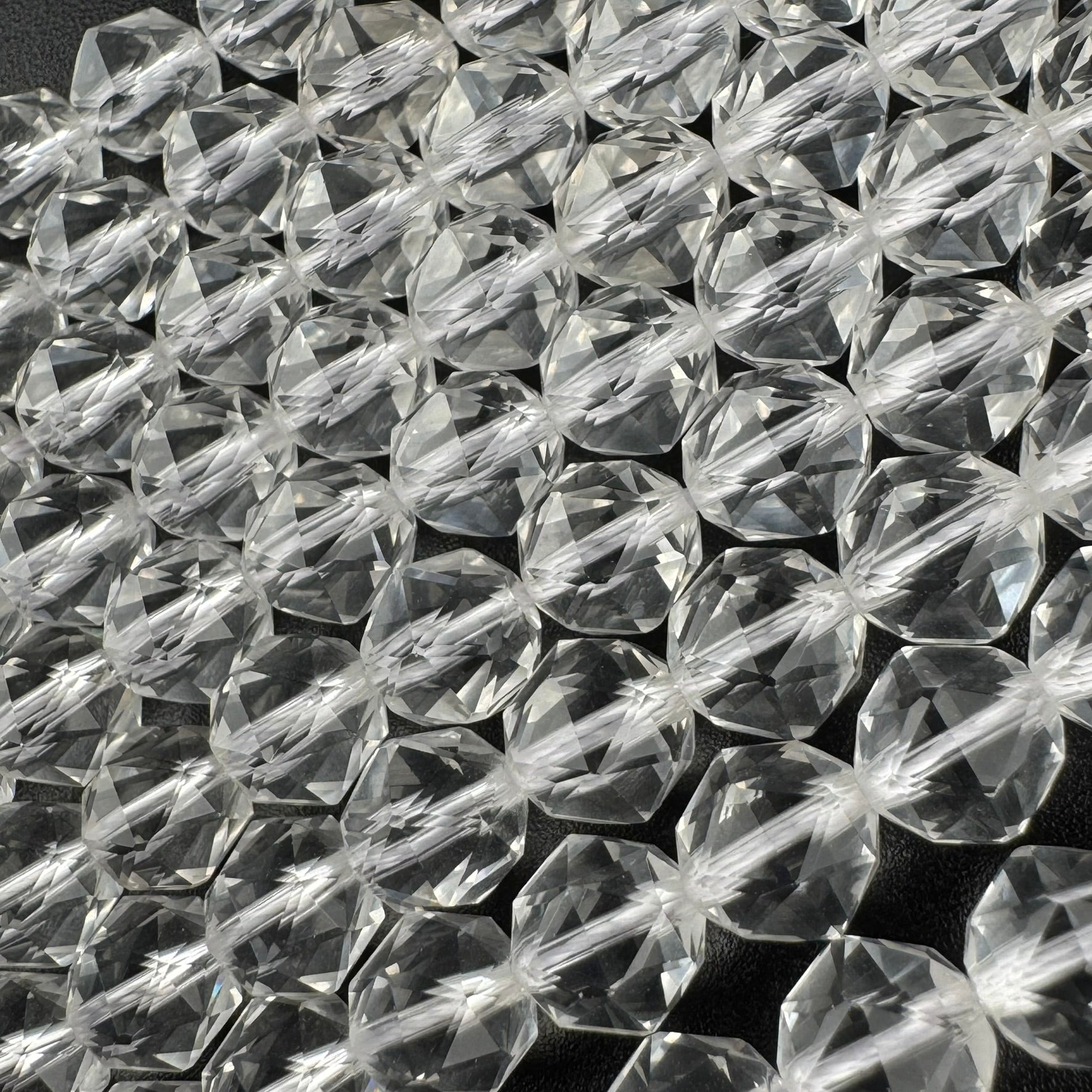 Clear Quartz Diamond Cut Gemstone Beads - (AAA Quality)