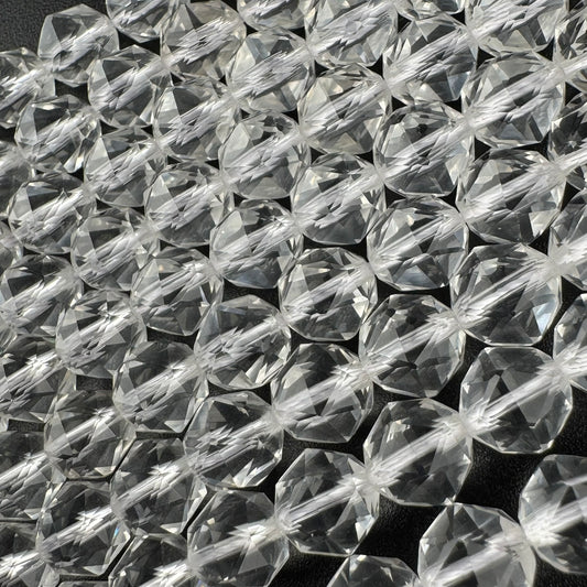 Clear Quartz Diamond Cut Gemstone Beads - (AAA Quality)