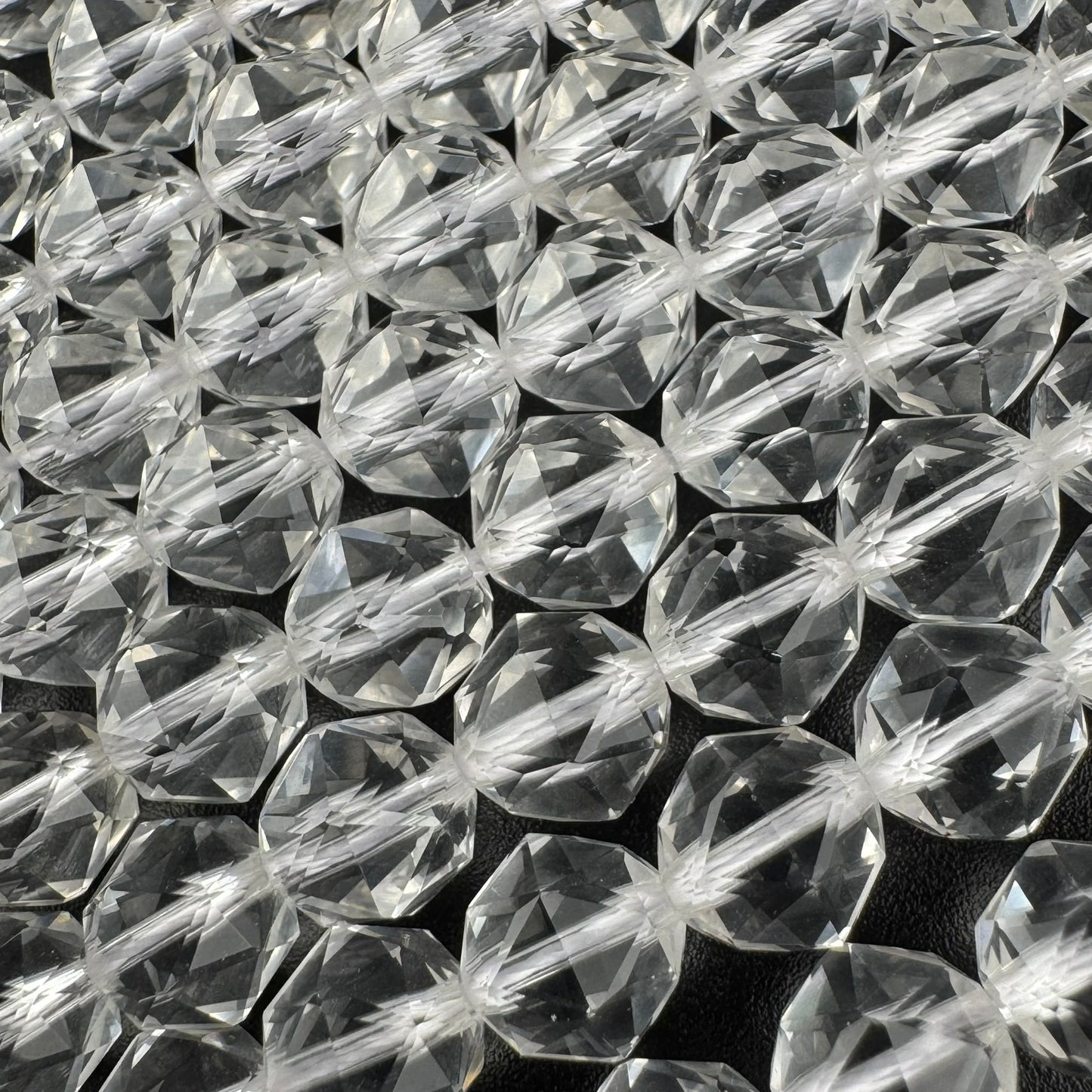 Micro-Faceted & Diamond-Cut Clear Quartz Gemstone Beads - (AAA Quality)