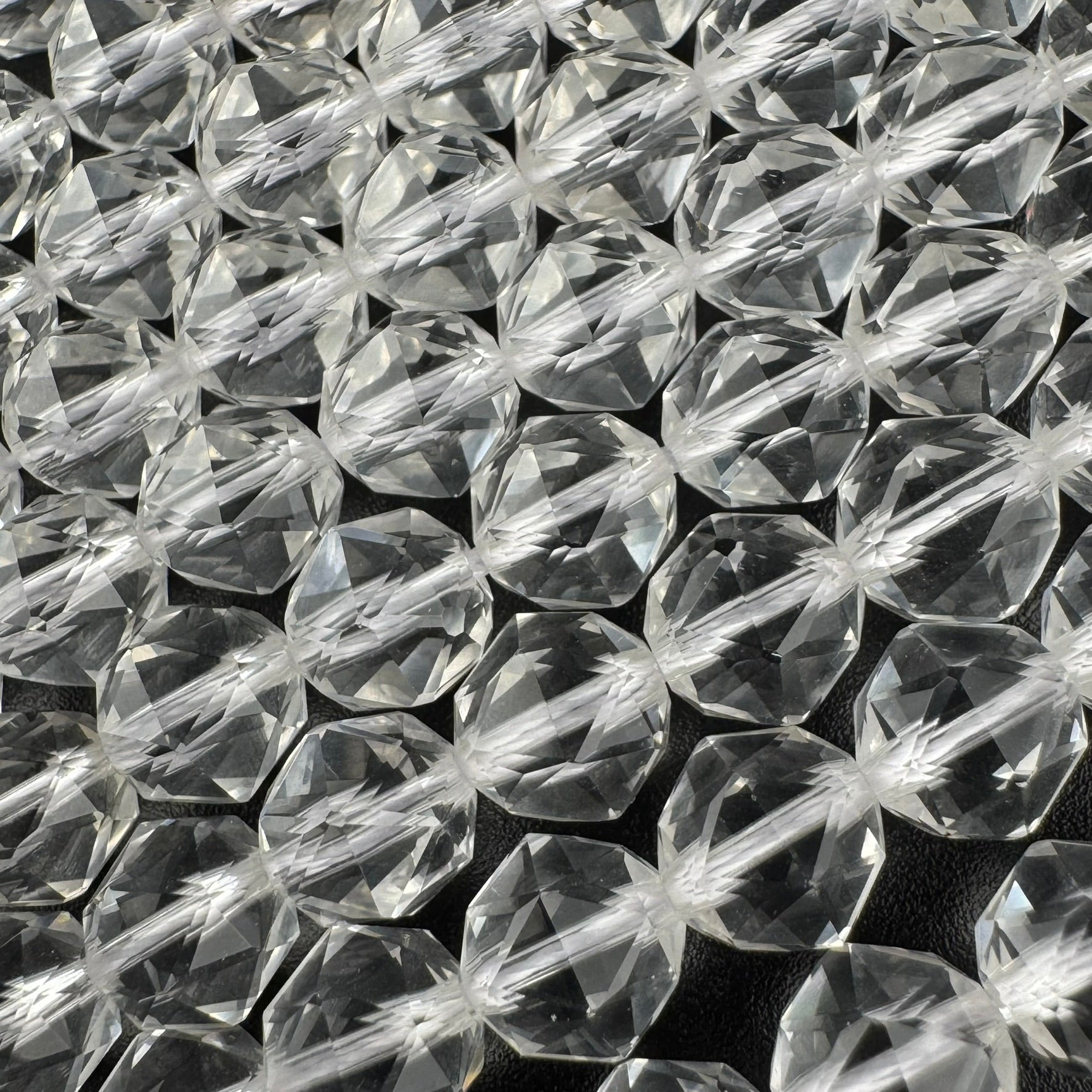 Clear Quartz Diamond Cut Gemstone Beads - (AAA Quality)