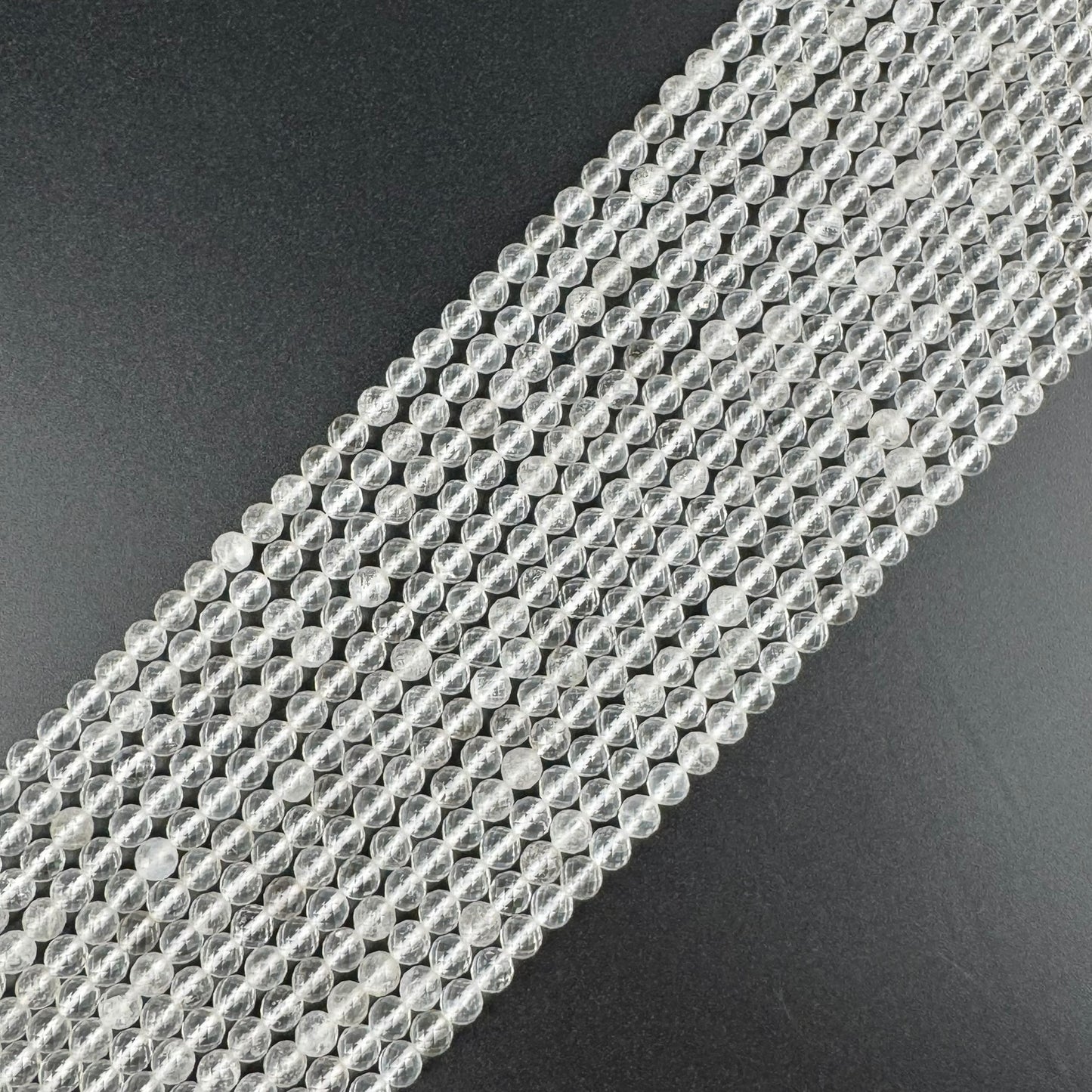 Micro-Faceted & Diamond-Cut Clear Quartz Gemstone Beads - (AAA Quality)