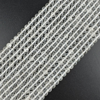 Clear Quartz Micro-Faceted Gemstone Beads - (AAA Quality)