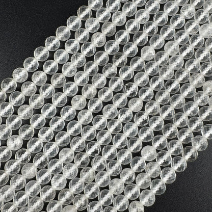Clear Quartz Micro-Faceted Gemstone Beads - (AAA Quality)