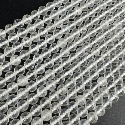 Clear Quartz Micro-Faceted Gemstone Beads - (AAA Quality)