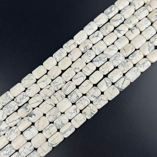 Howlite Cushion-Cut Rectangular Gemstone Beads (A Quality)