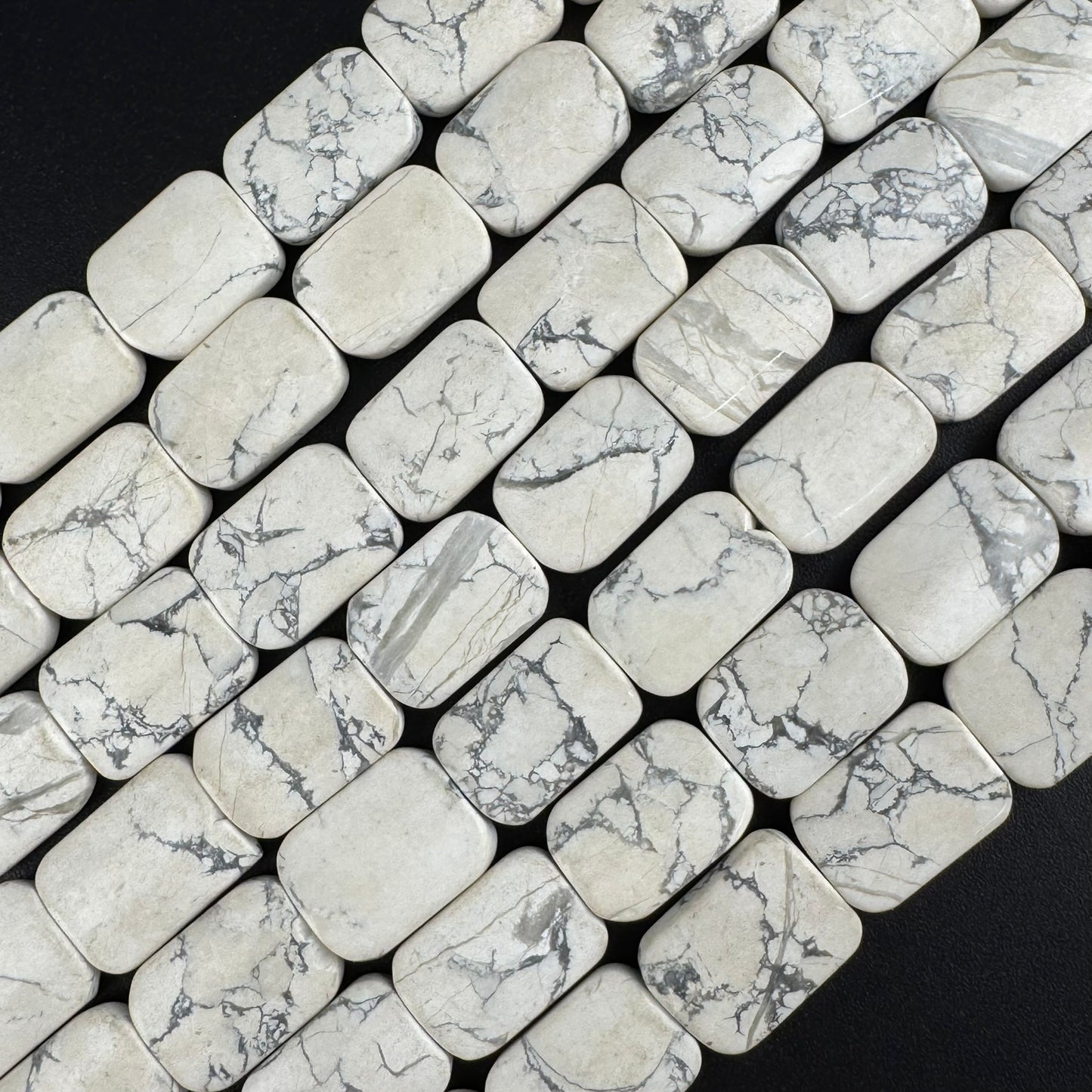 Howlite Cushion-Cut Rectangular Gemstone Beads (A Quality)