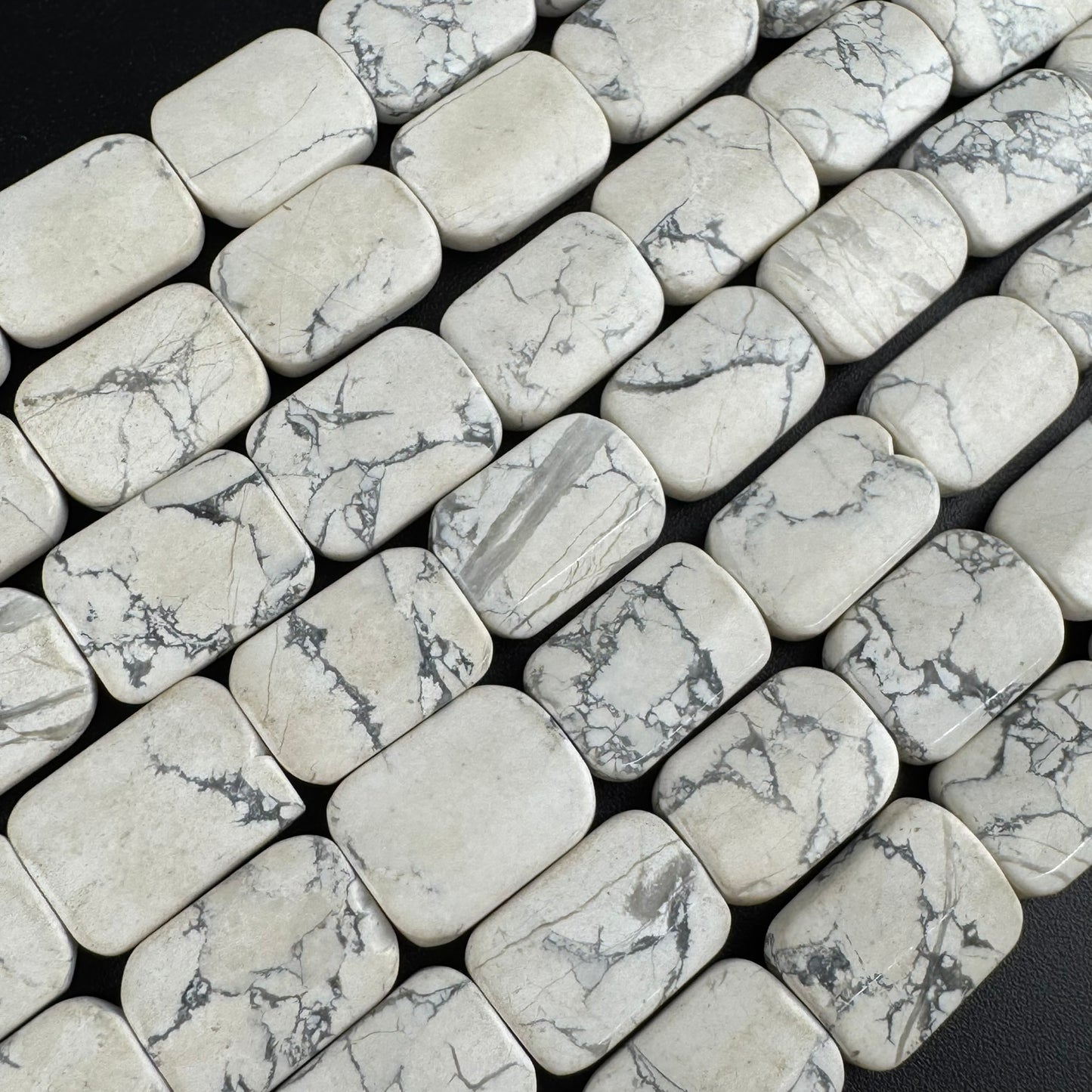 Howlite Cushion-Cut Rectangular Gemstone Beads (A Quality)
