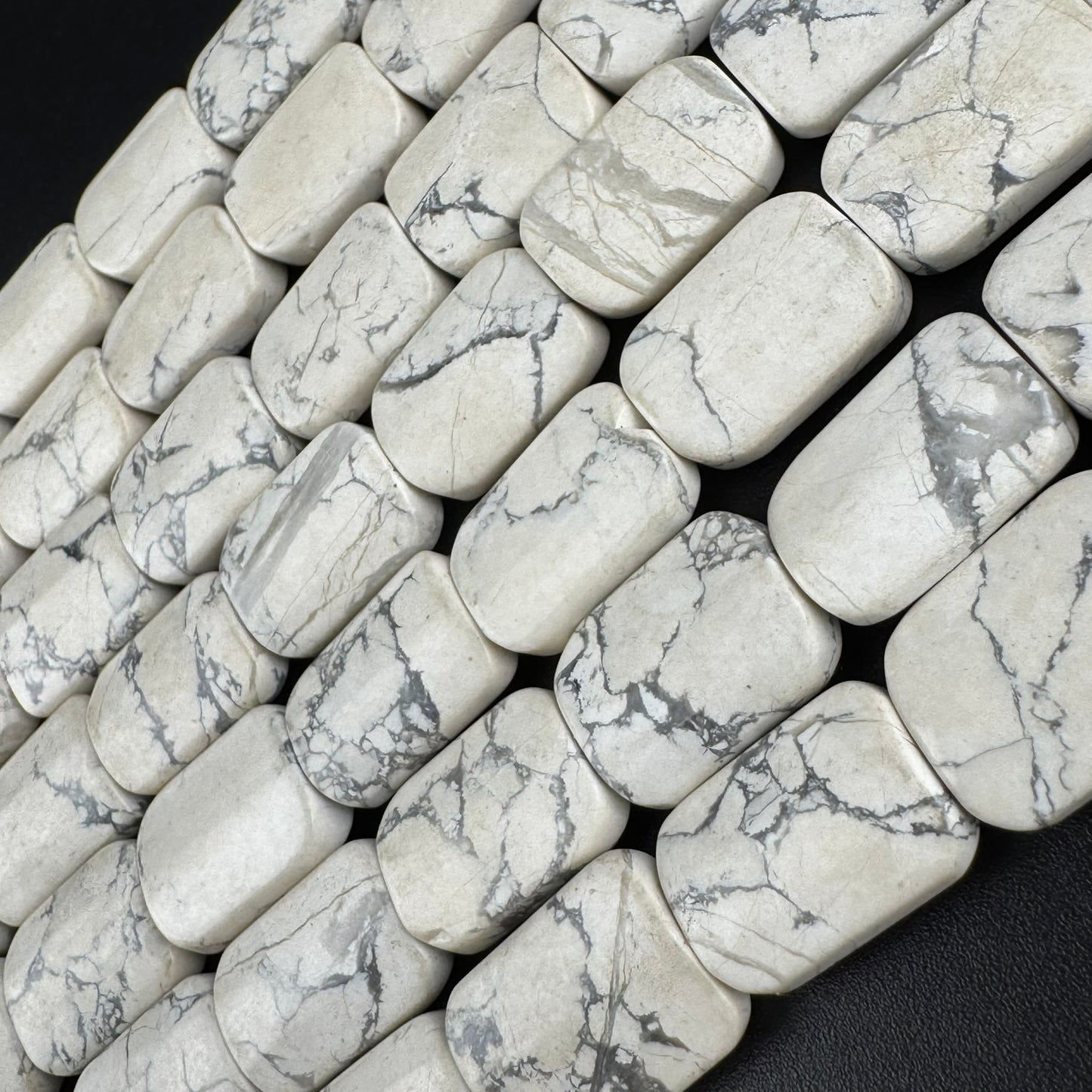 Howlite Cushion-Cut Rectangular Gemstone Beads (A Quality)