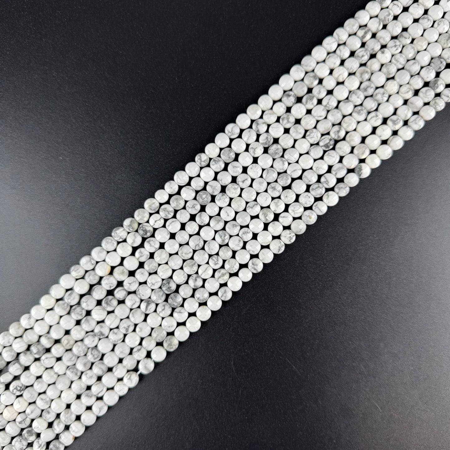 Howlite Lentil Gemstone Beads (AA Quality)