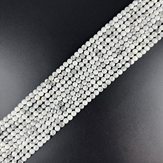 Howlite Lentil Gemstone Beads (AA Quality)