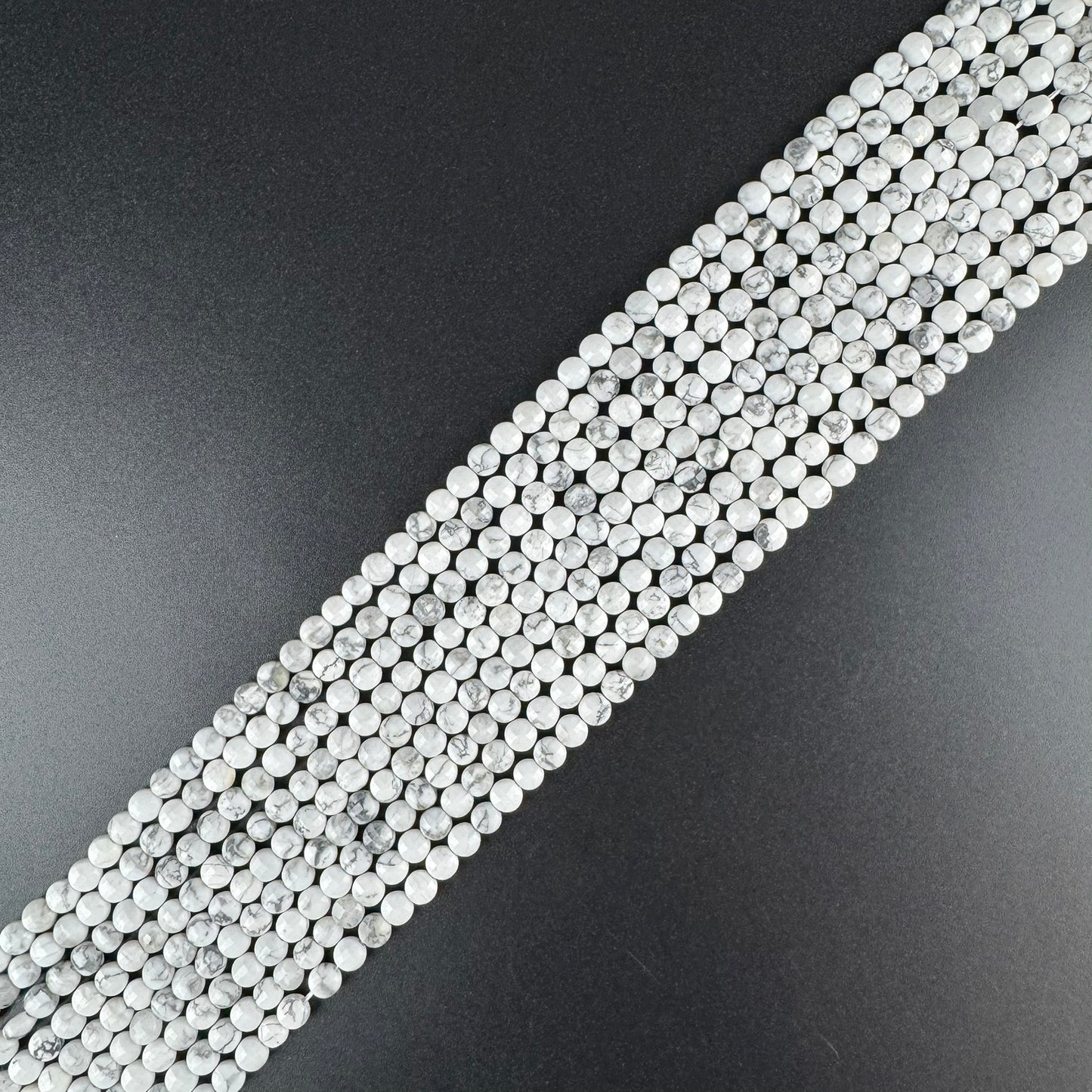 Howlite Lentil Gemstone Beads (AA Quality)