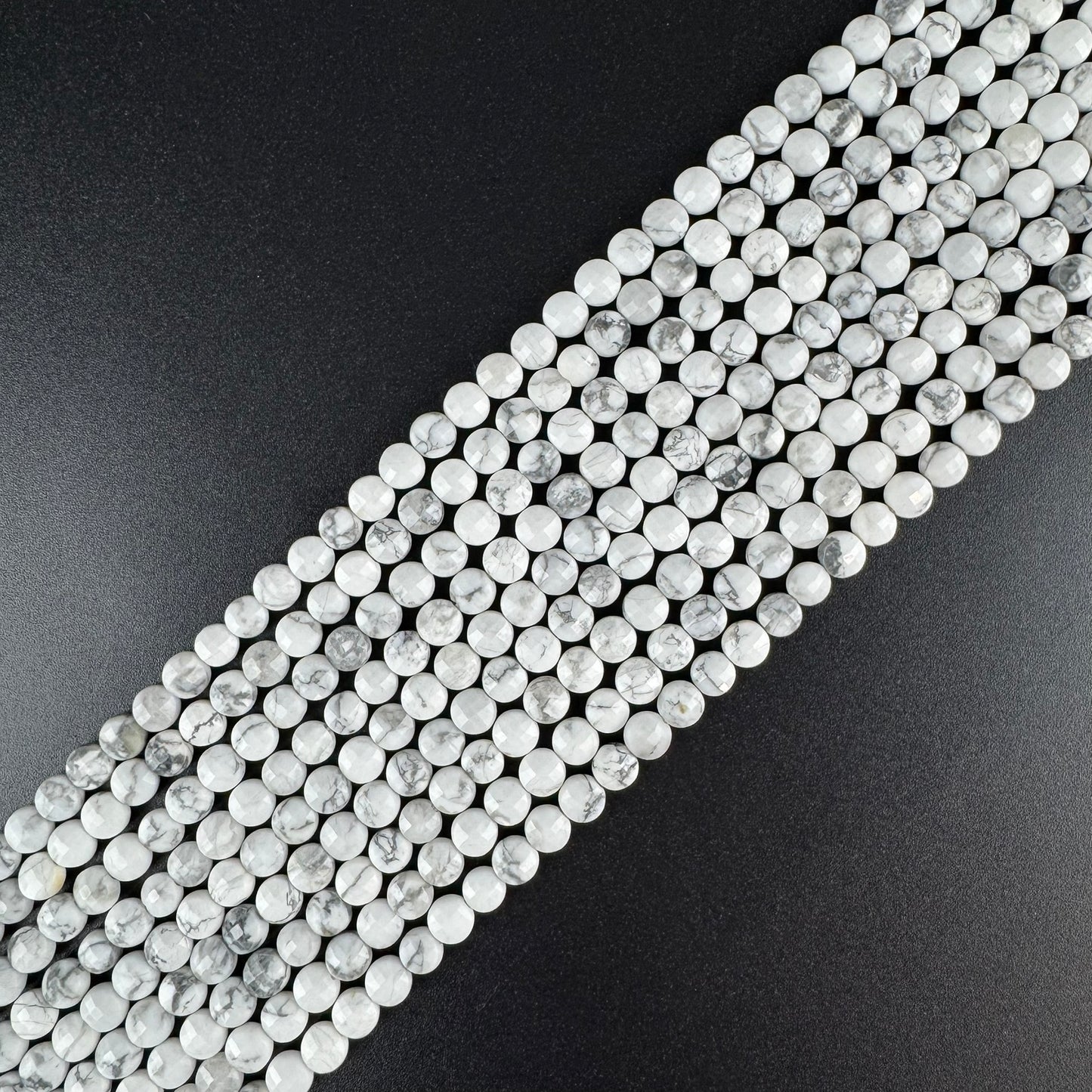 Howlite Lentil Gemstone Beads (AA Quality)