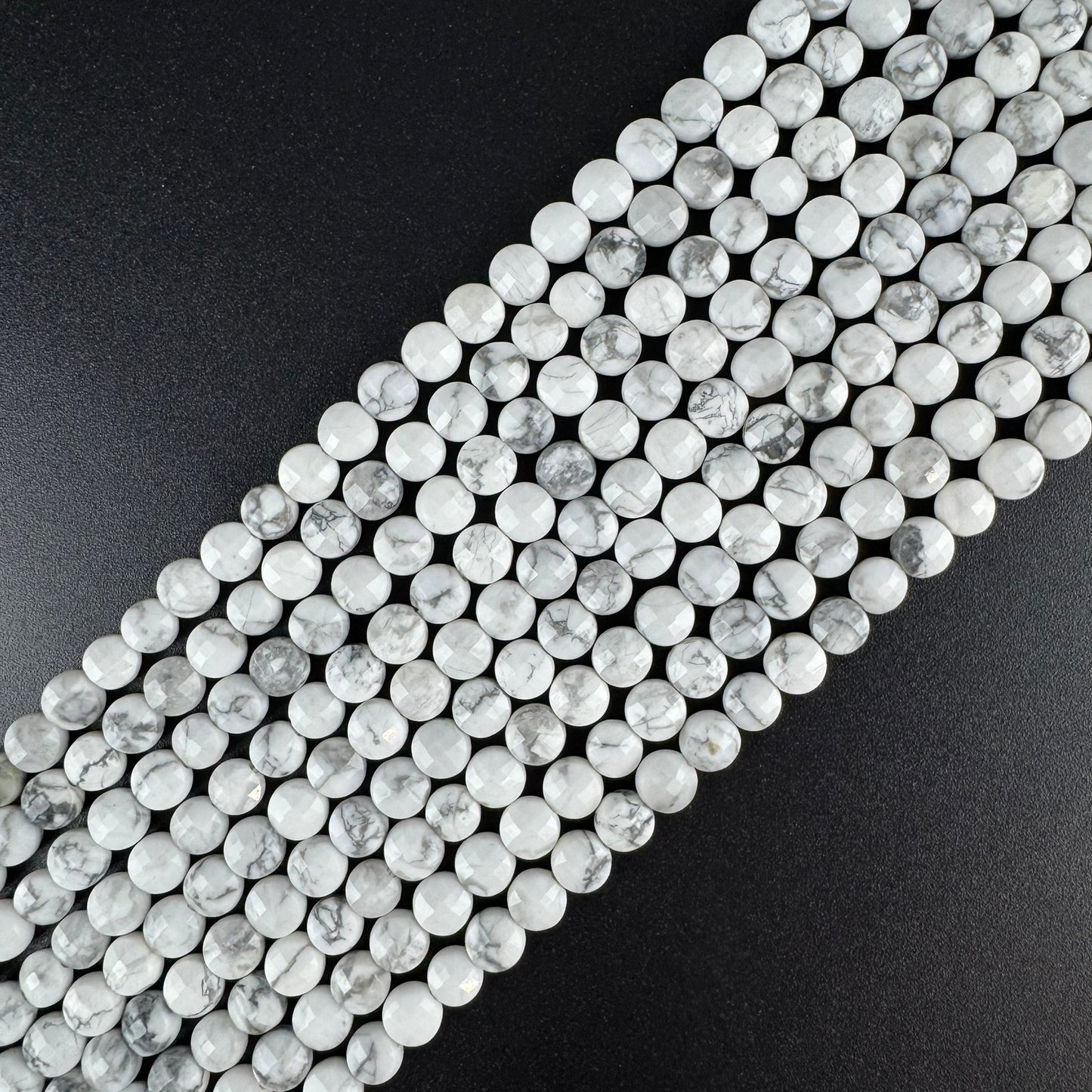 Howlite Lentil Gemstone Beads (AA Quality)