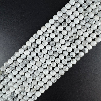 Howlite Lentil Gemstone Beads (AA Quality)