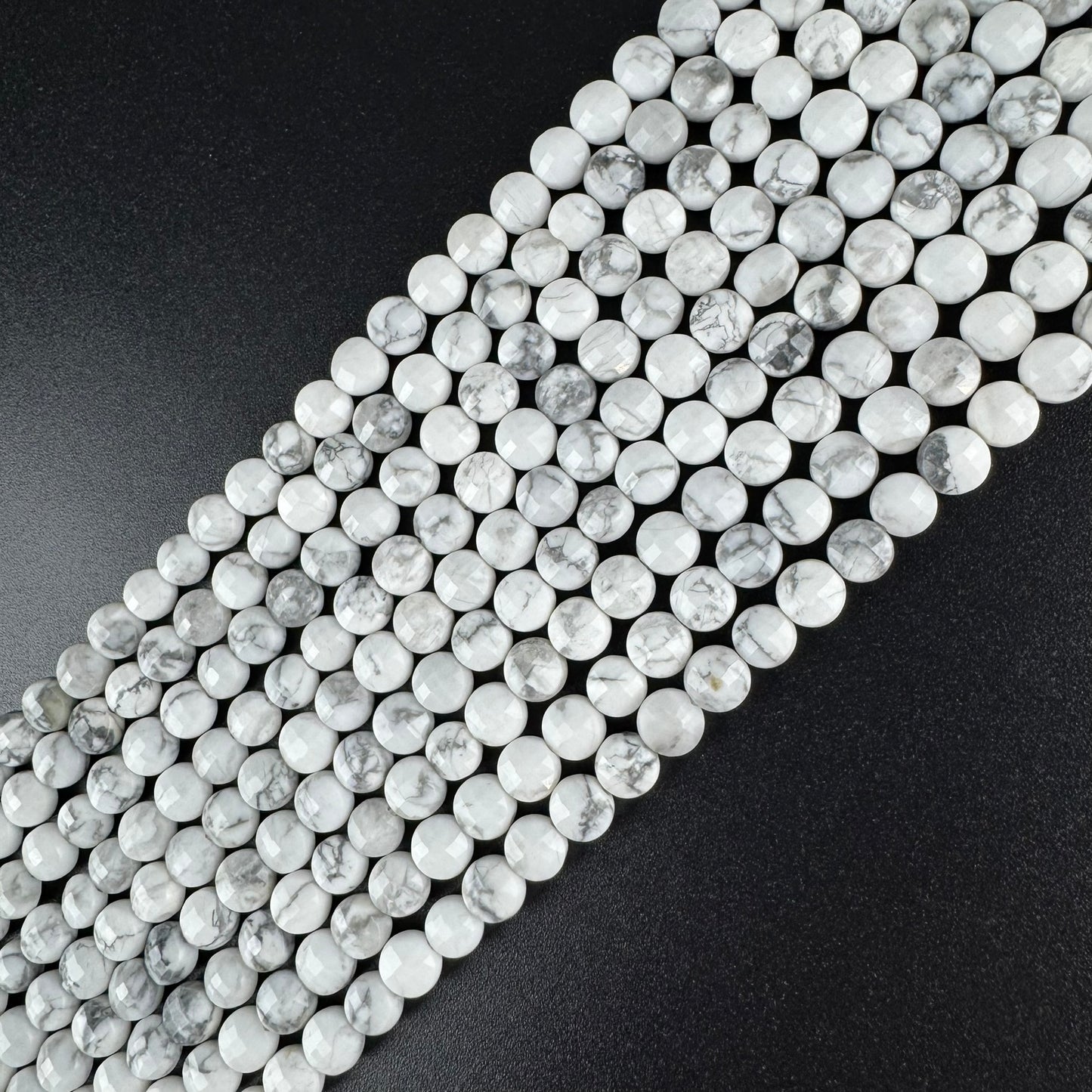 Howlite Lentil Gemstone Beads (AA Quality)