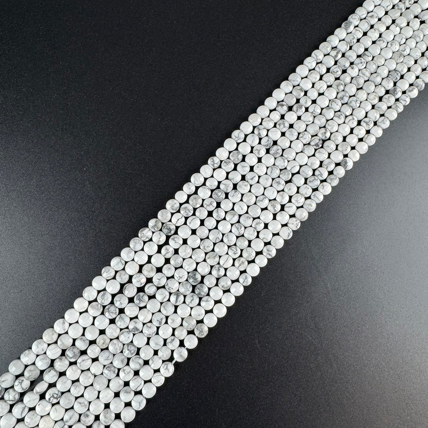 Howlite Lentil Gemstone Beads (AA Quality)