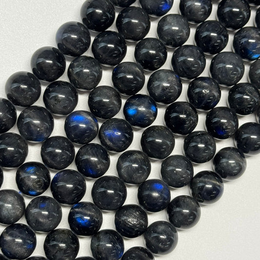 Labradorite Rare Black Polished Round Gemstone Beads (AAAA Quality)