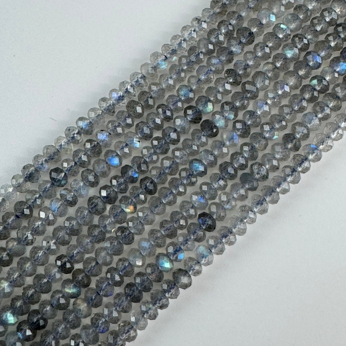 Faceted Labradorite Beads - Rondelle Beads (AAA Quality)