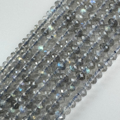 Labradorite Faceted Rondelle Beads (AAA Quality)