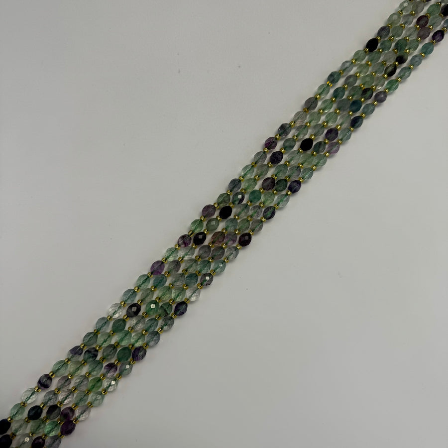 Faceted Fluorite Barrel Beads