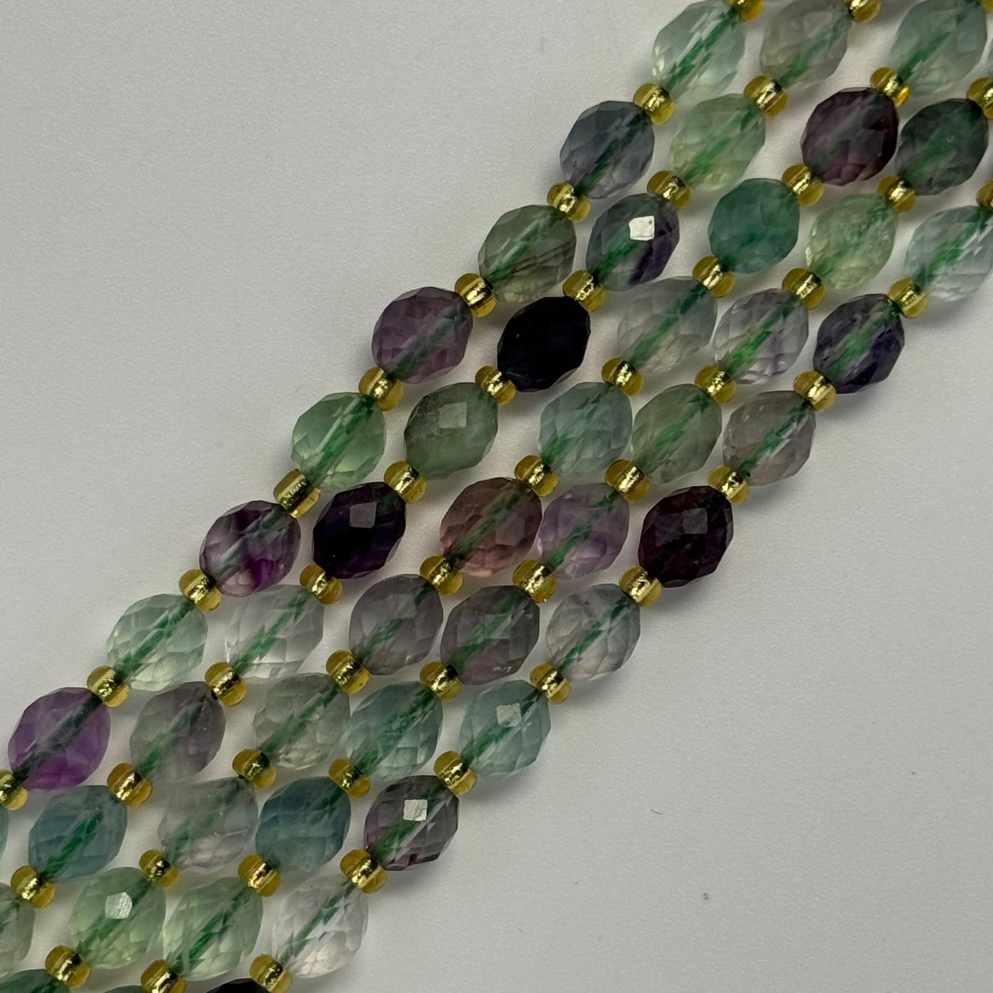 Faceted Fluorite Barrel Beads