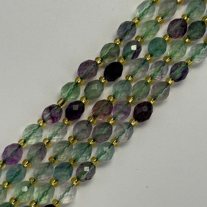 Faceted Fluorite Barrel Beads