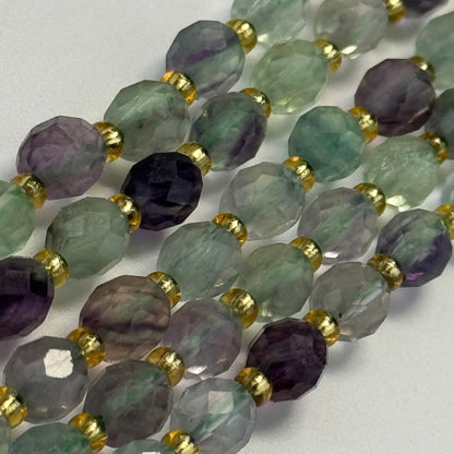 Faceted Fluorite Barrel Beads
