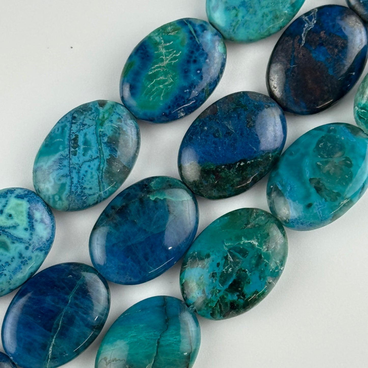 Rare Oval Shattuckite Polished Round Beads - (AAA Quality)