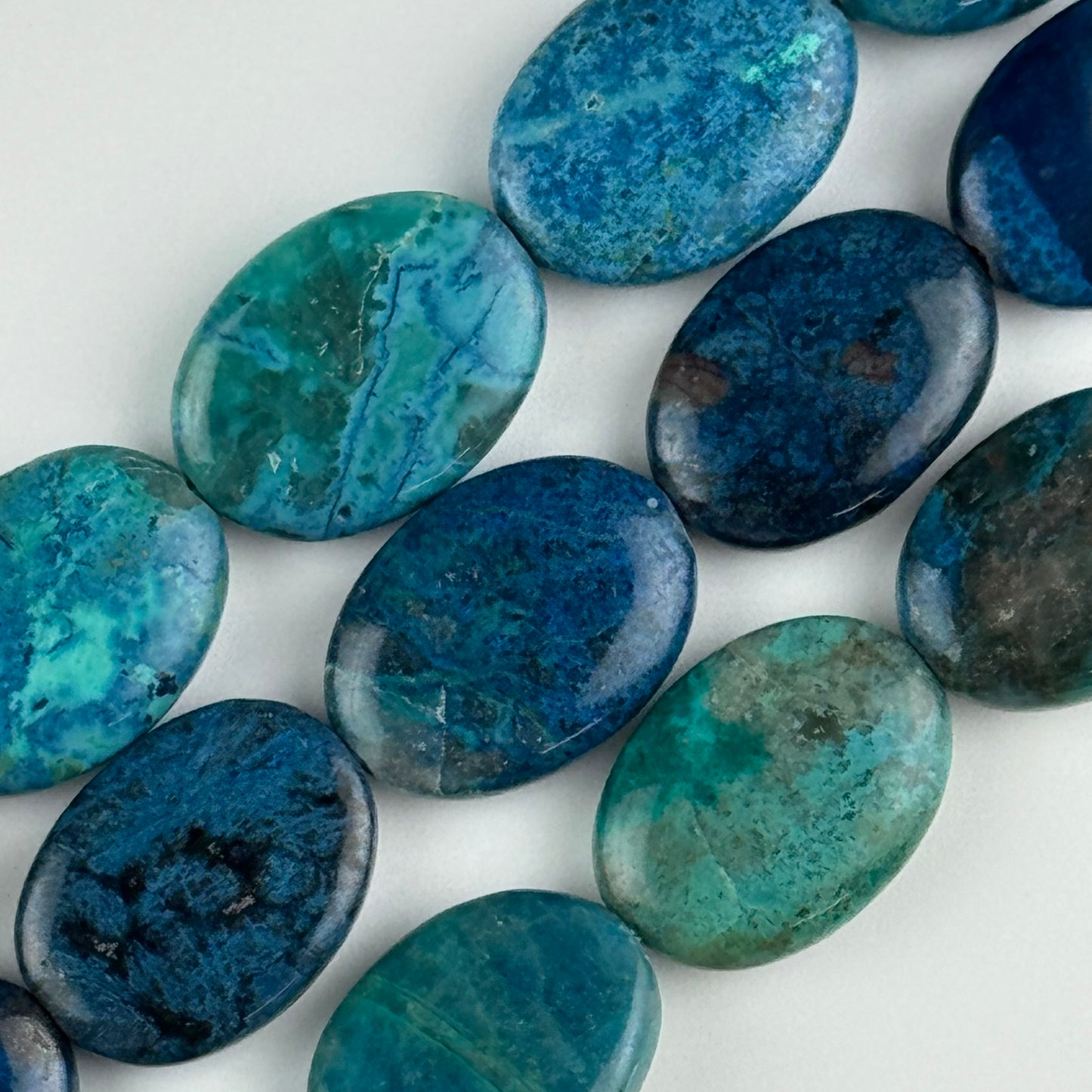 Rare Oval Shattuckite Polished Round Beads - (AAA Quality)