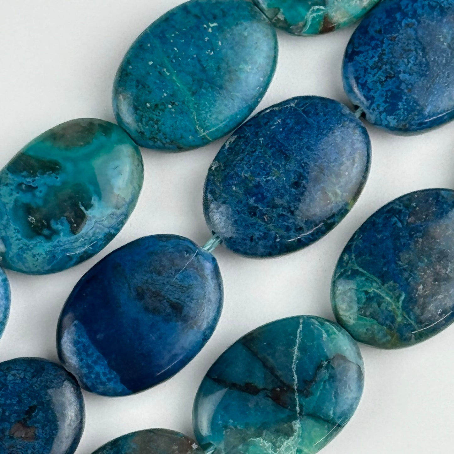 Rare Oval Shattuckite Polished Round Beads - (AAA Quality)