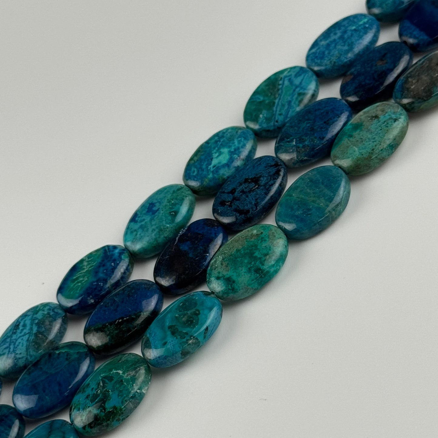 Rare Oval Shattuckite Polished Round Beads - (AAA Quality)