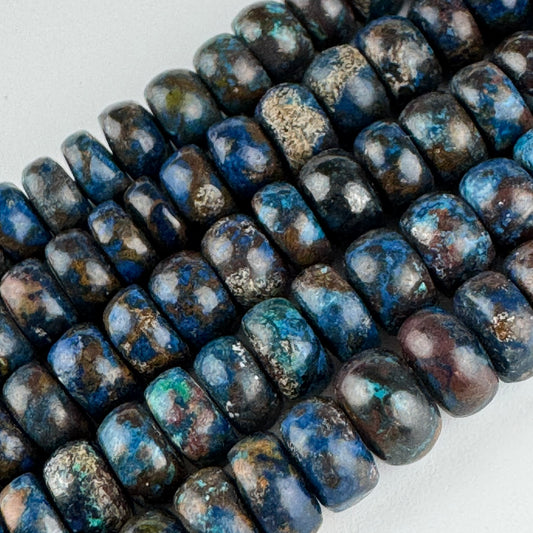 Shattuckite Rondelle Polished Beads- Most Rare Gemstone - (AAA Quality)