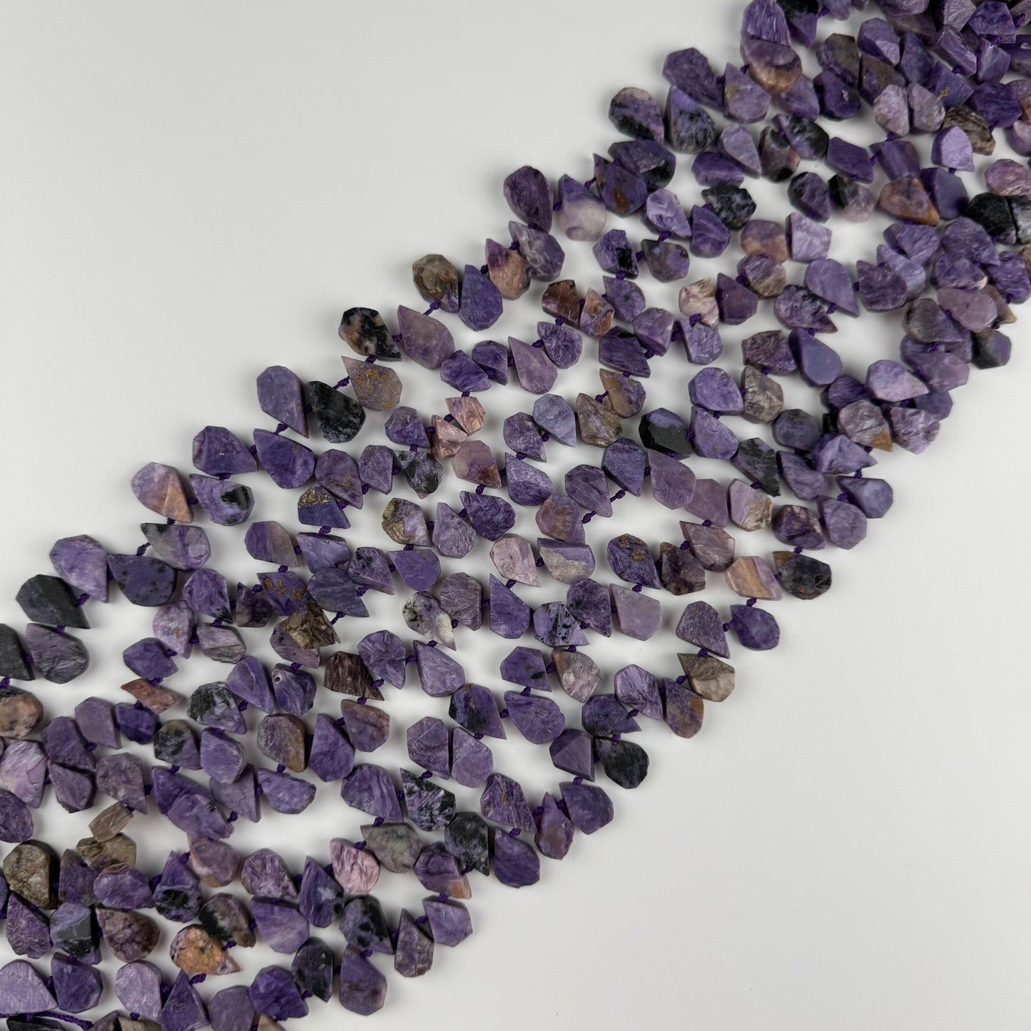 Pear Shaped Flat Semi Polished Charoite Beads - (AB Quality)