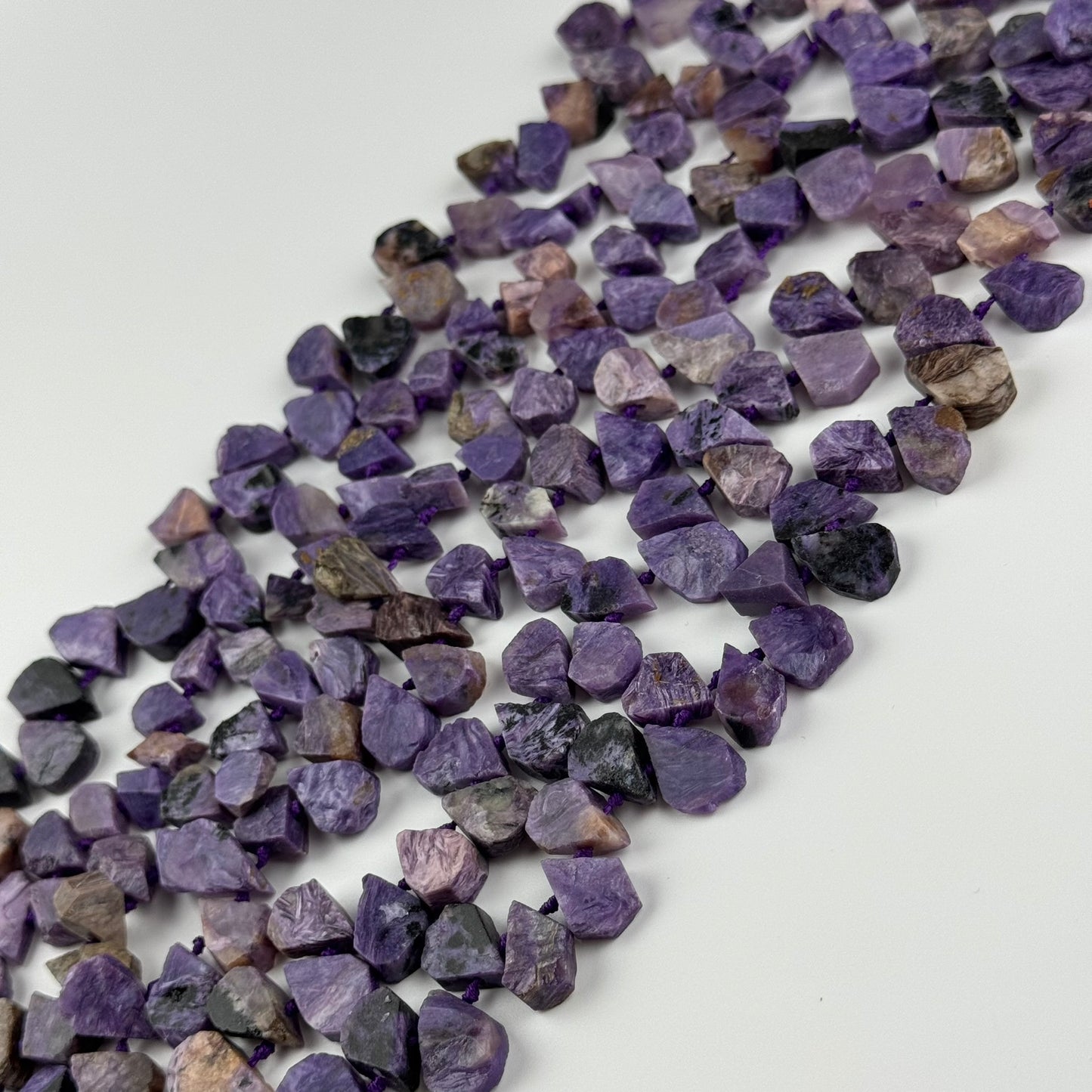 Pear Shaped Flat Semi Polished Charoite Beads - (AB Quality)