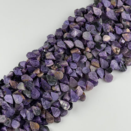 Charoite Pear Shaped Flat Semi Polished Gemstone Beads - (AB Quality)