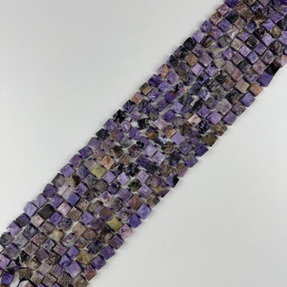 Charoite Square Flat Polished Gemstone Beads - (AB Quality)