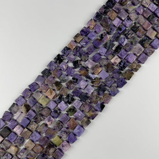 Charoite Square Flat Polished Gemstone Beads - (AB Quality)