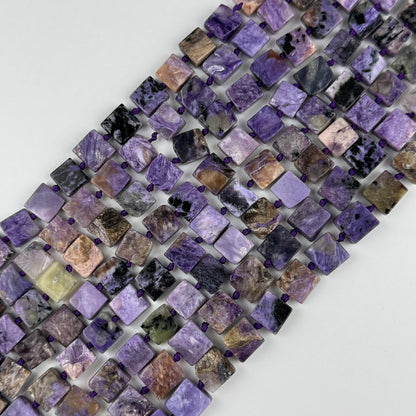 Charoite Square Flat Polished Gemstone Beads - (AB Quality)