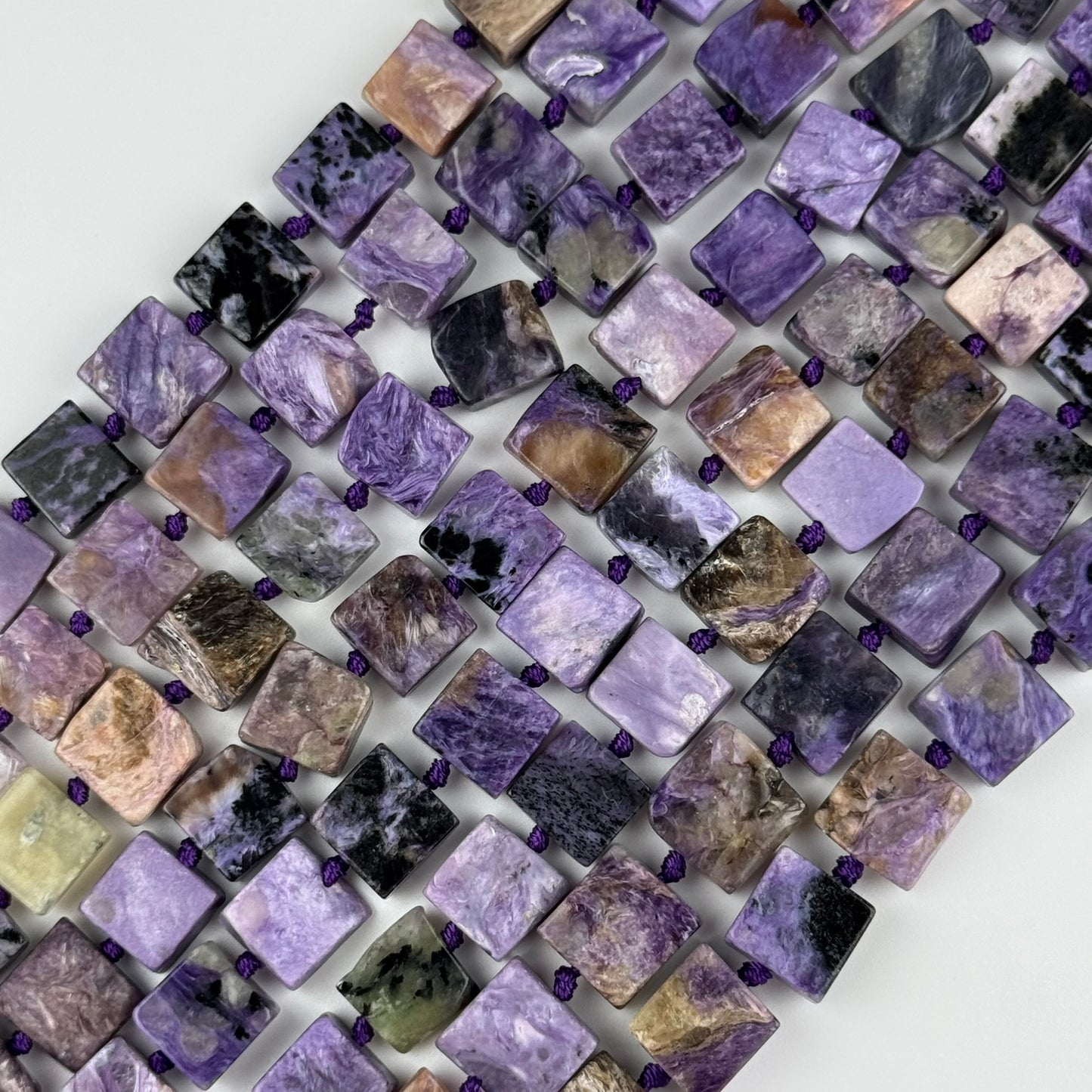 Charoite Square Flat Polised Gemstone Beads - (AB Quality)