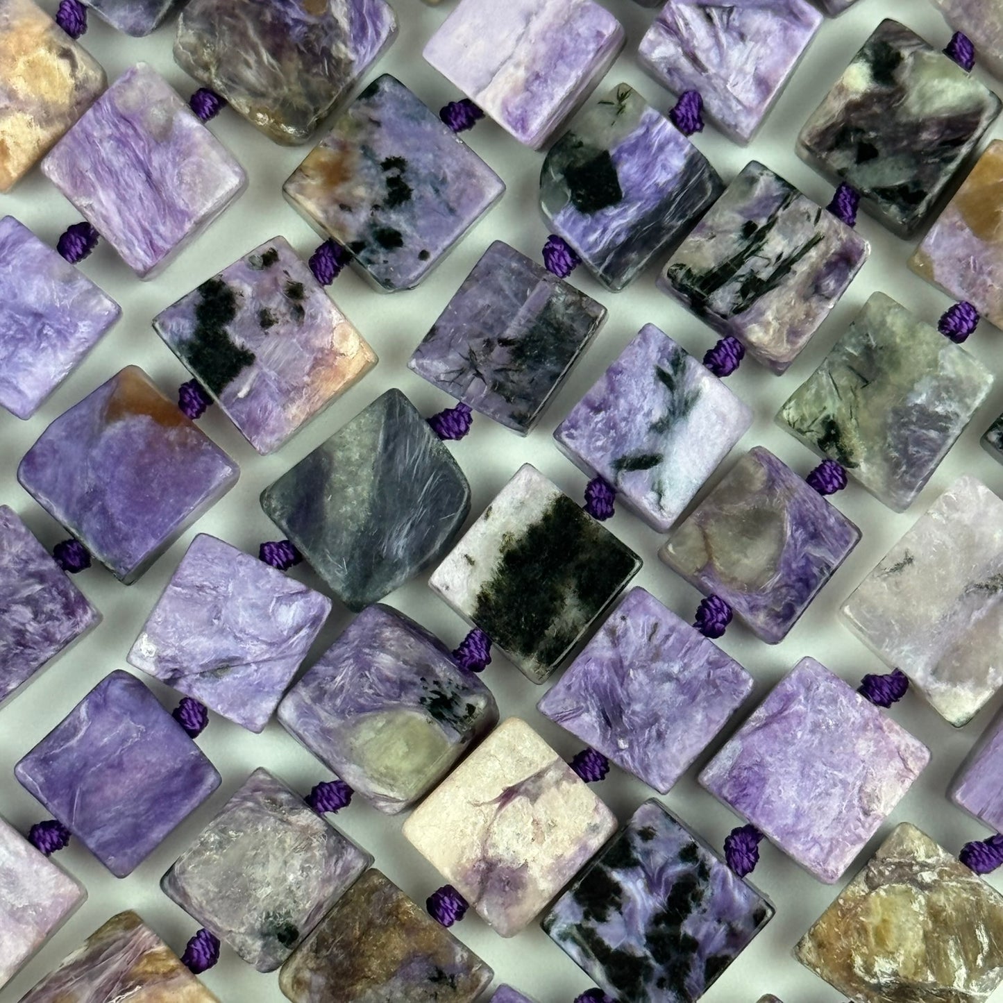 Charoite Square Flat Polised Gemstone Beads - (AB Quality)
