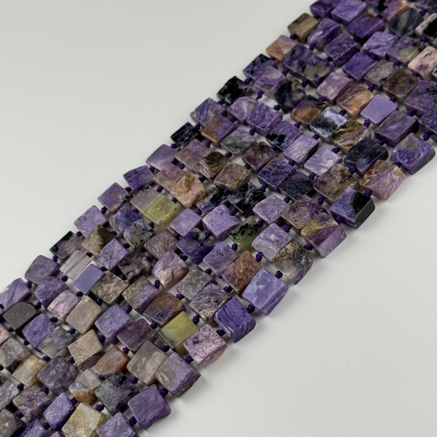 Charoite Square Flat Polised Gemstone Beads - (AB Quality)